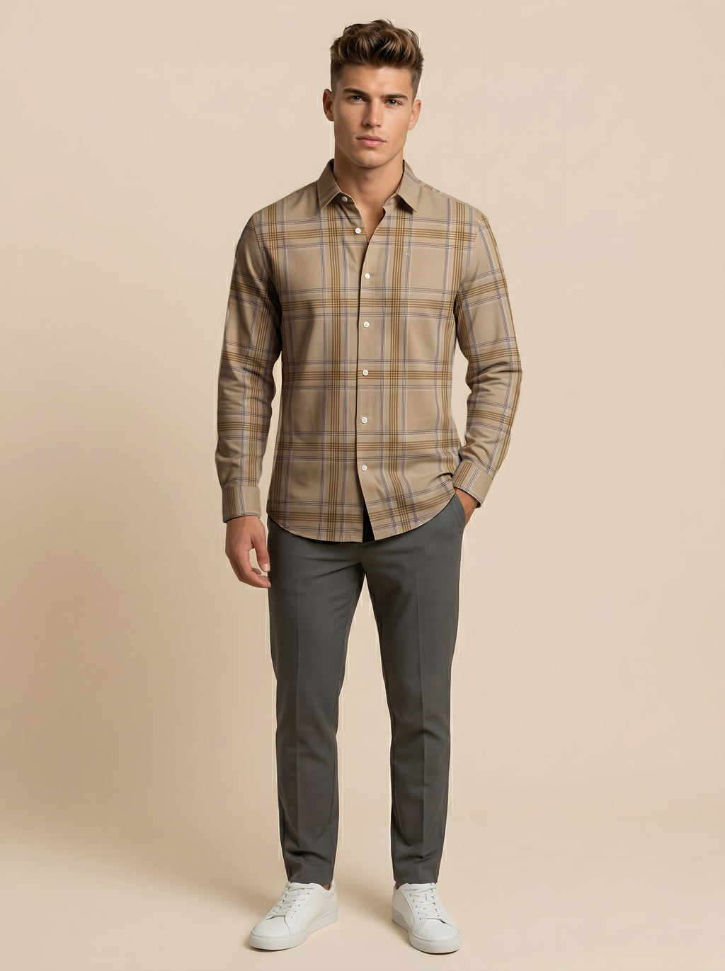 Snipes checked shirt, front view showing classic plaid pattern, button-up style, and collar, suitable for casual wear.
